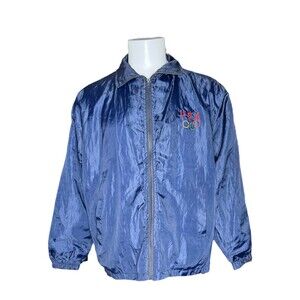 Vintage USA Olympics Full Zip Windbreaker Navy Blue Embroidered Logo Mens Large